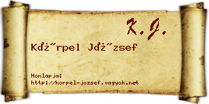 Körpel József névjegykártya
